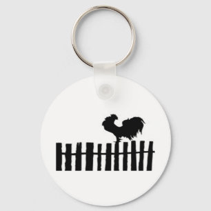 Porte-clés Poulet sur la barrière