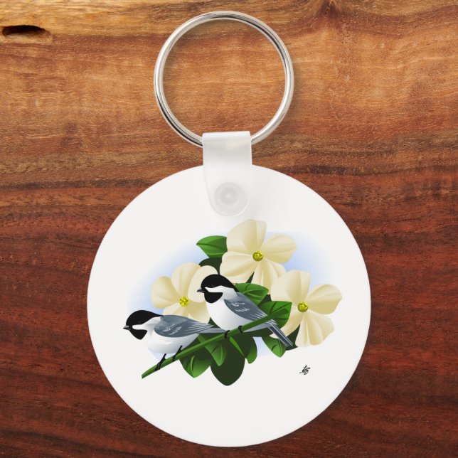 Porte-clés Poulets et fleurs de Dogwood (Recto)