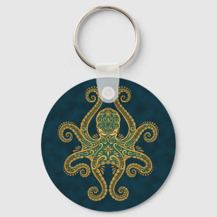 Porte-clés Poulpe bleu d'or complexe