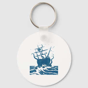 Porte-clés Poulpe Kraken Japonais Rétro Évaluer Bateau Vintag