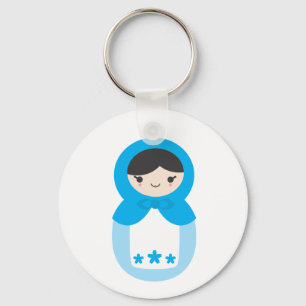 Porte-clés Poupée de Matryoshka - bleu doux