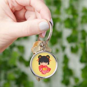 Porte-clés Poupée Kokeshi Kimono Rose
