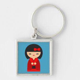 Porte-clés Poupées japonaises Red Kokeshi