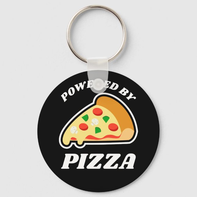 Porte-clés 'Powered by Pizza' (Alimenté par la pizza) (Recto)