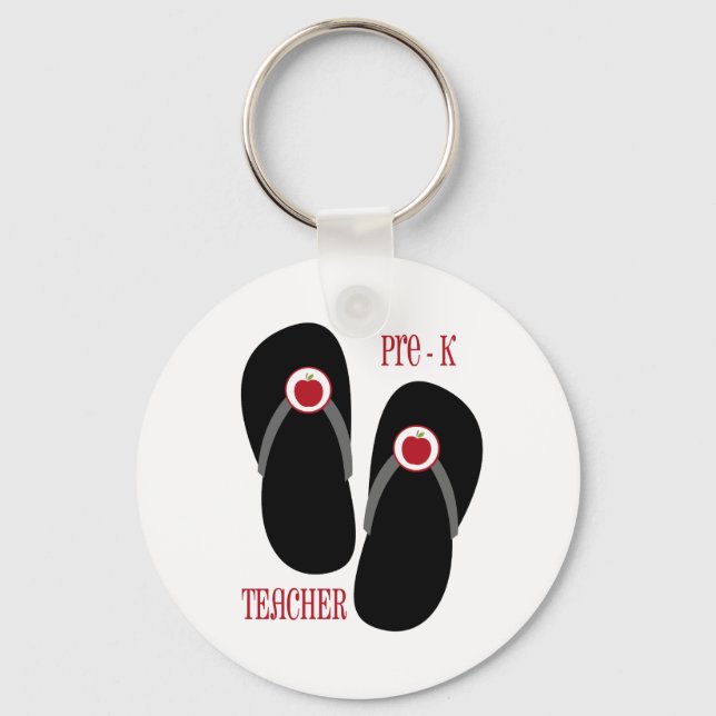 Porte-clés Pré K Enseignant Rouge Pommes tongs (Recto)