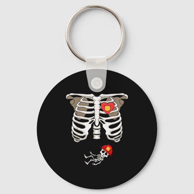 Porte-clés Pregnancy Skeleton Rib Funny Firefighter Bump Shir (Recto)