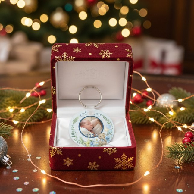 Porte-clés Premier Noël personnalisé du bébé garçon Photo (Créateur téléchargé)