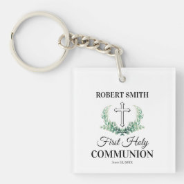 Porte-clés Première communion de la feuille verte