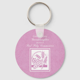 Porte-clés Première communion de la petite-fille, rose