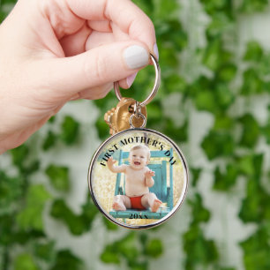 Porte-clés Première Fête des mères Année personnalisée Bébé P