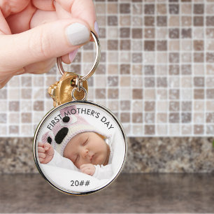 Porte-clés Première Fête des mères Année personnalisée Photo 