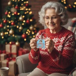 Porte-clés Première photo de Noël personnalisable Rouge/ Bleu