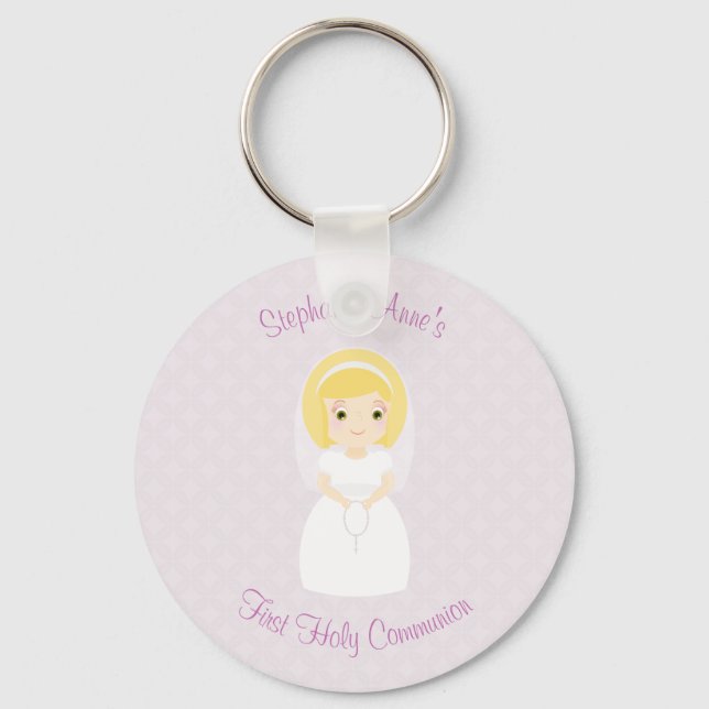 Porte-clés Première Sainte Communion Blonde Girl (Recto)