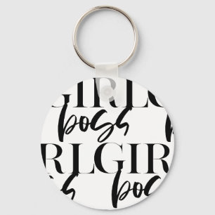Porte-clés Premium Boss Girl Texte ultra-noir moderne