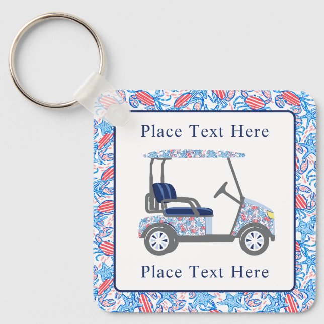 Porte-clés Preppy Patriotic Crabs Golf Cart (Recto)