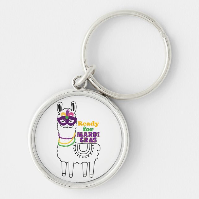 Porte-clés Prêt pour Mardi Gras mignon masque perles en lama (Devant)