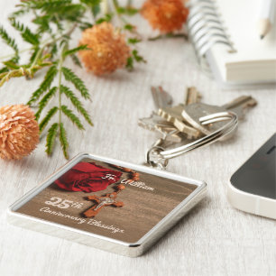 Porte-clés Prêtre 25ème anniversaire de l'Ordination Rose et 