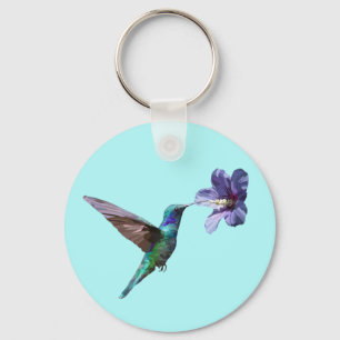 Porte-clés Pretty Blue Hummingbird/Hibiscus Key Chain