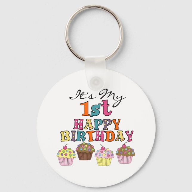 Porte-clés Pretty Cupcakes 1er Anniversaire Tshirts et cadeau (Recto)