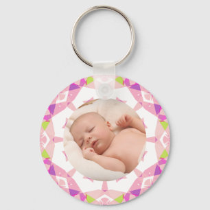 Porte-clés Pretty Pink Pastels Personnalisé Photo Grand-paren