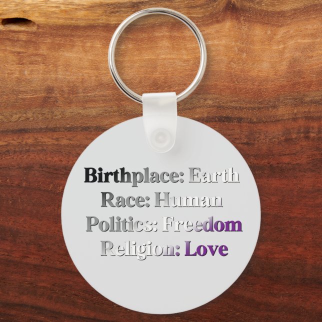 Porte-clés Pride sexuelle - Lieu de naissance : Terre. Race : (Recto)