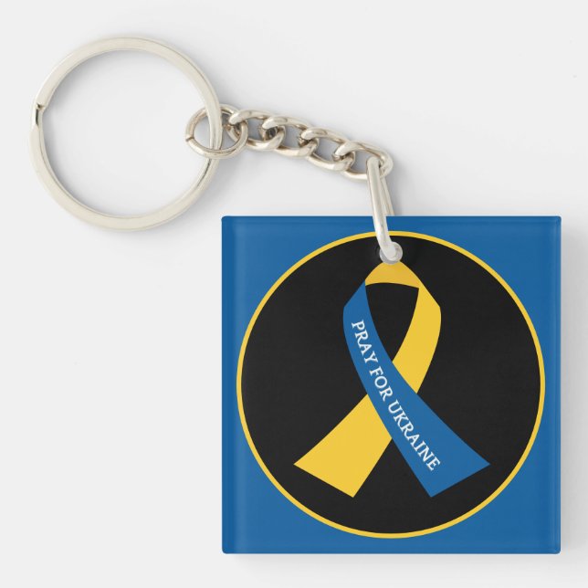Porte-clés Priez pour l'Ukraine de soutenir le Carré du ruban (Devant)