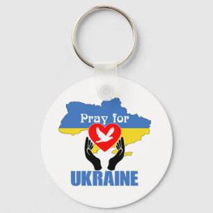 Porte-clés Priez pour l'Ukraine - Paix et Amour