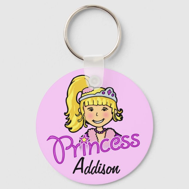 Porte-clés Princesse blonde cheveux violet nom porte - clé (Recto)