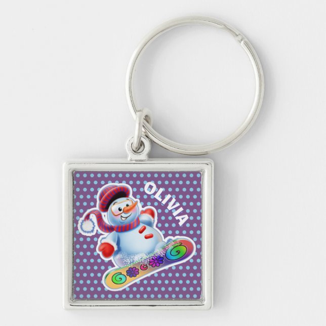 Porte-clés Principaux personnages de Noël Snowman en anneau. (Devant)