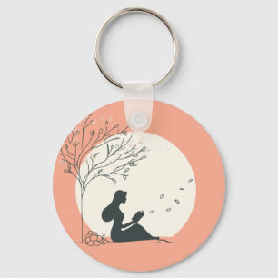 Porte-clés Printemps personnalisé   Fille paisible en lecture