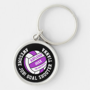 Porte-clés Prix personnalisé de sport de Netball blanc viole