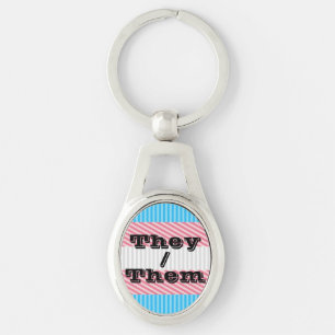 Porte-clés Pronoun Boho Stripe Transgender Pride personnalisa