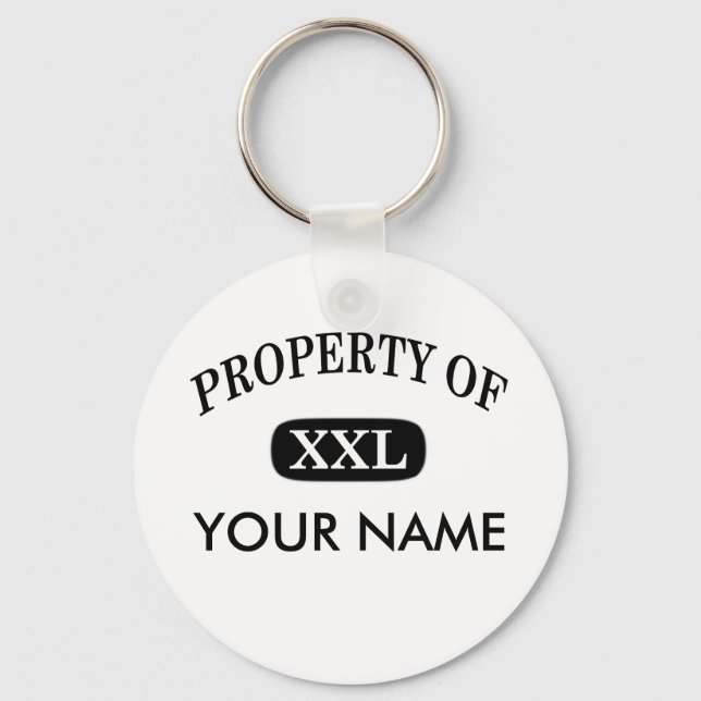 Porte-clés Propriété de XXL Votre nom (Recto)