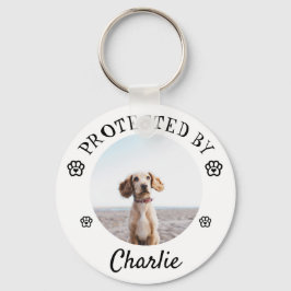 Porte-clés Protected By Dog Photo Paw Print Design