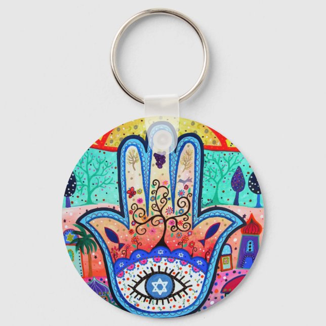 PORTE-CLÉS PROTECTION DES YEUX DE SOLEIL DE JUDAICA HAMSA (Recto)