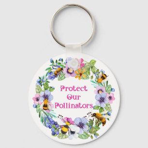 Porte-clés Protéger nos pollinisateurs Fleurs d'abeilles