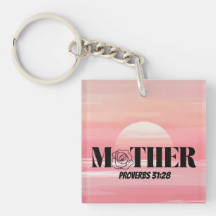 Porte-clés Proverbes 31:28 Porte - clé Rose