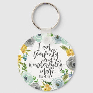 Porte-clés Psaume 139:14 Fearful and Wonderful Fabriqué flora