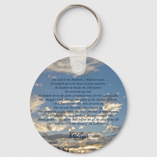 Porte-clés Psaume 23 Belle Bible Verse Christian Monogramme (Recto)