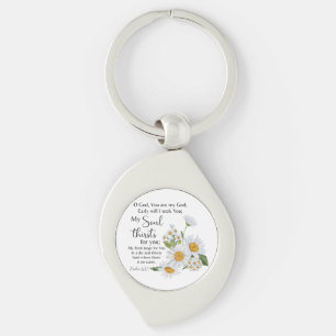 Porte-clés Psaume 63:1 Écriture Bible Chamomile Fleurs