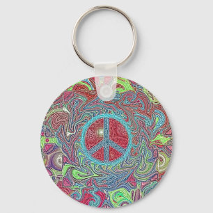 Porte-clés Psychedelic Groovy Trippy Peace Sign