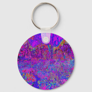 Porte-clés Psychédélique Impressionniste Paysage Violet