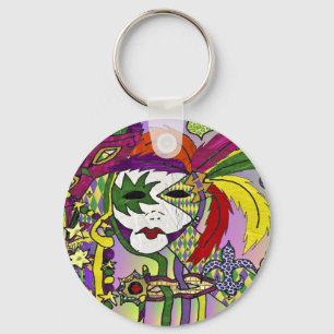 Porte-clés Psychédélique Mardi Gras Plumes Masques Cadeaux Vê
