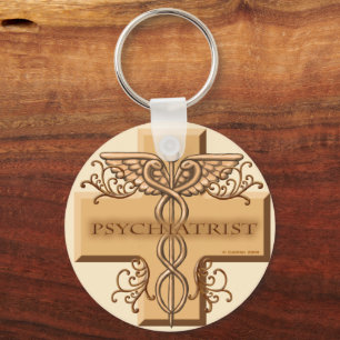 Porte-clés psychiatre Caduceus custom name Keychain