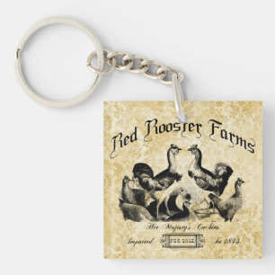 Porte-clés Publicité vintage sur la ferme de volaille