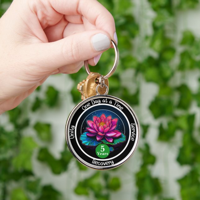 Porte-clés Puce de sobriété Lotus | Médaillon personnalisé en (Main)
