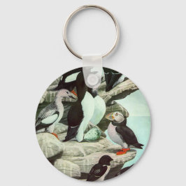 Porte-clés Puffins vintages et oiseaux aquatiques de Louis Fu