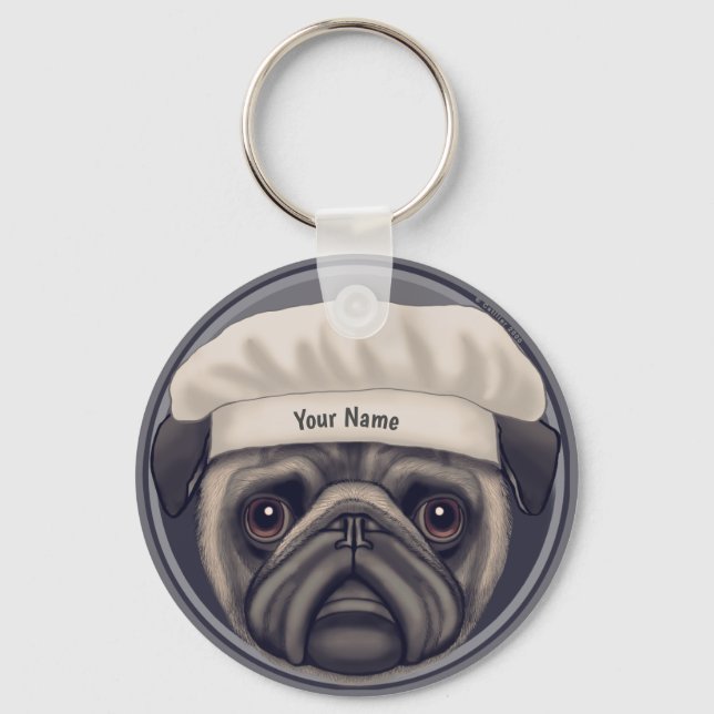 Porte-clés Pug Chef (Recto)