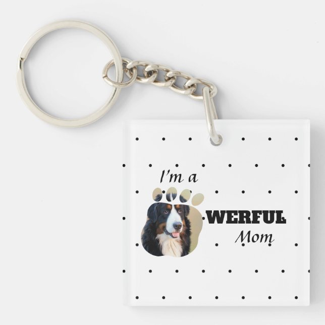 Porte-clés Puissante Chat / Chien Maman textos ajouter la pho (Devant)