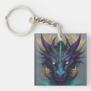 Porte-clés Puissante tête de dragon mythique